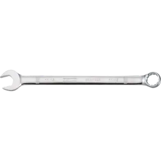 A DEWALT combination wrench with an open-end and a box-end, made of metal, shown against a white background.
