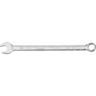 A silver DEWALT combination wrench with an open end on one side and a closed, ring-shaped end on the other. The size marked is 1/2 inch.