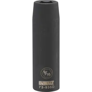 6 point half inch deep impact socket 9 / 16 inch sae.