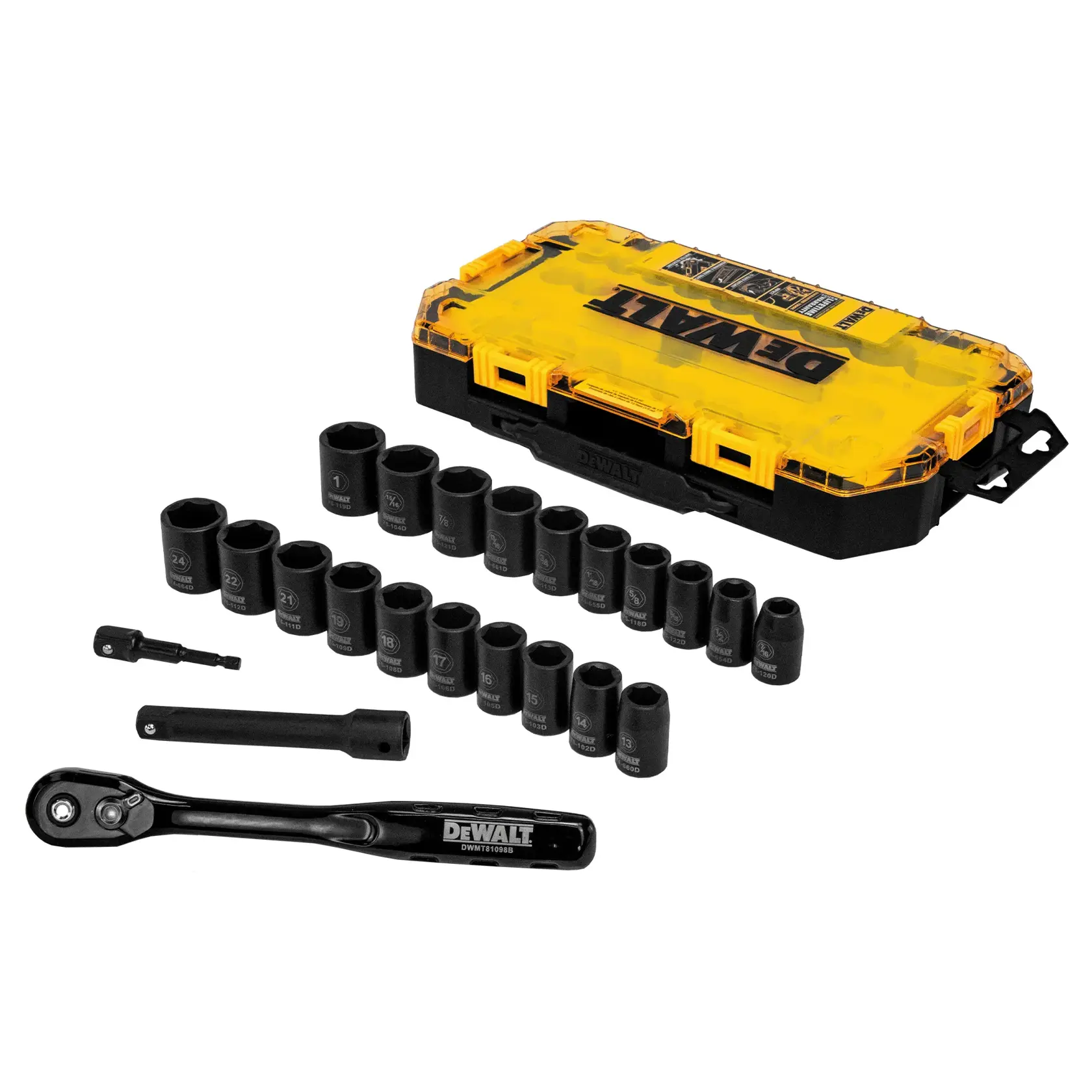 DEWALT® Juego de Dados de Impacto Impulsor de 1/2" Métrico/Sae (23 Piezas)