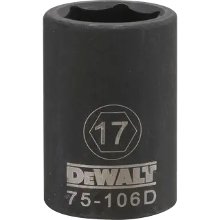 Deep impact socket 17 millimeter socket half in drive 6 point steel black oxide.