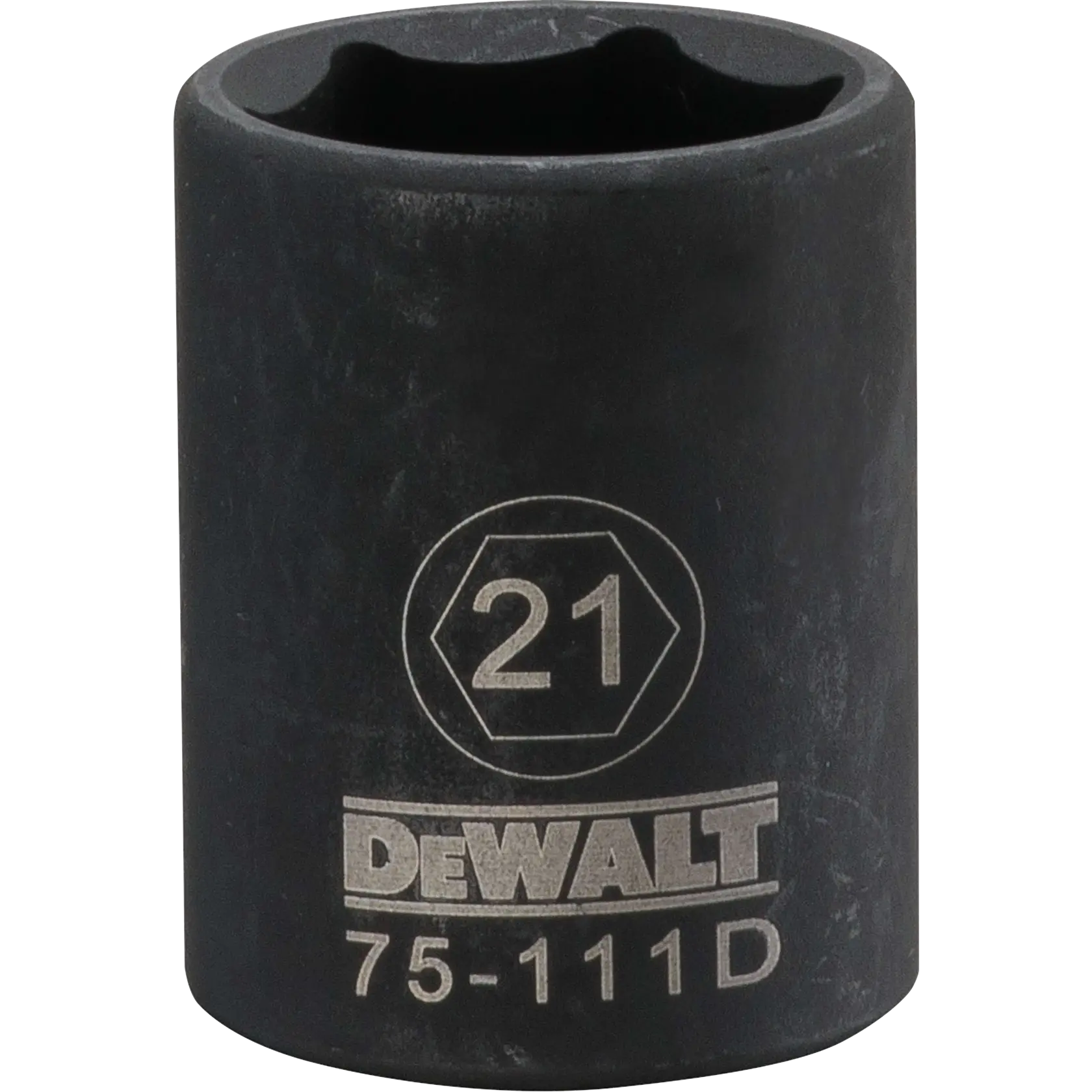 Deep impact socket 21 millimeter socket half in drive 6 point steel black oxide.