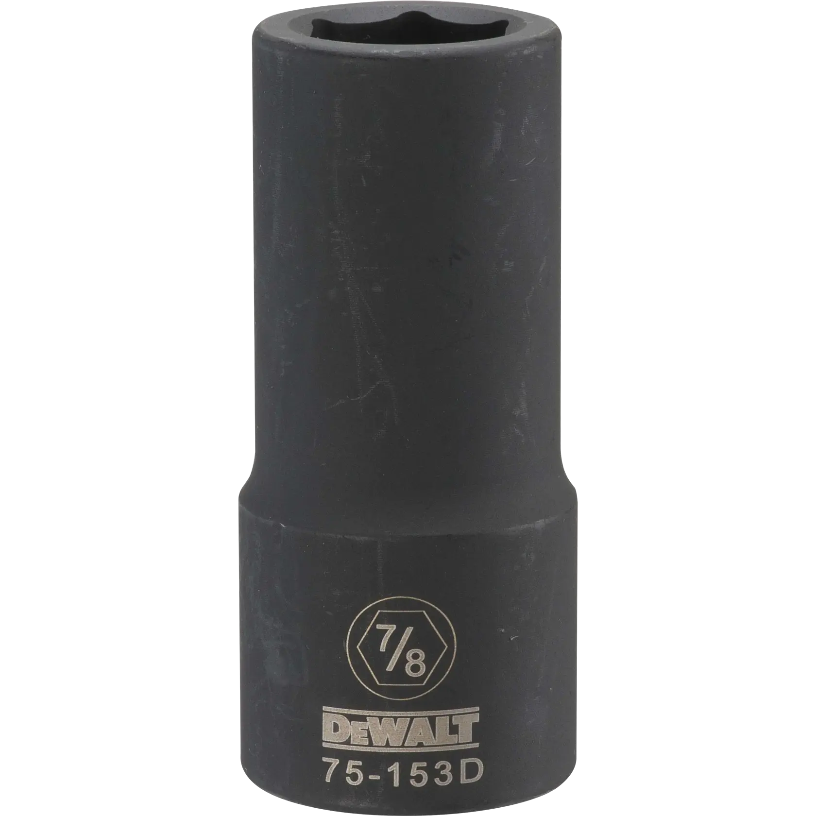 Impact socket 7 eighths in socket 3 quarter in drive 6 point Cr 440 steel black oxide.