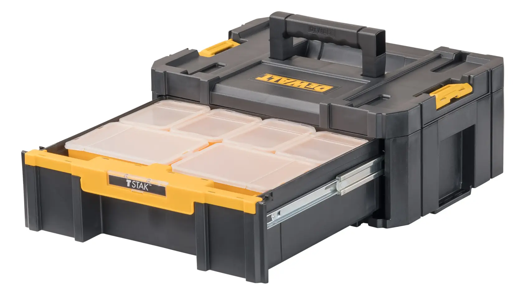 T stak 3 single deep drawer with drawer pulled out.