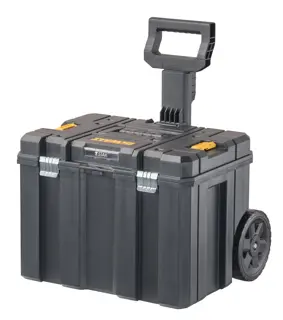 Profile of T stak Mobile storage deep box on wheels.