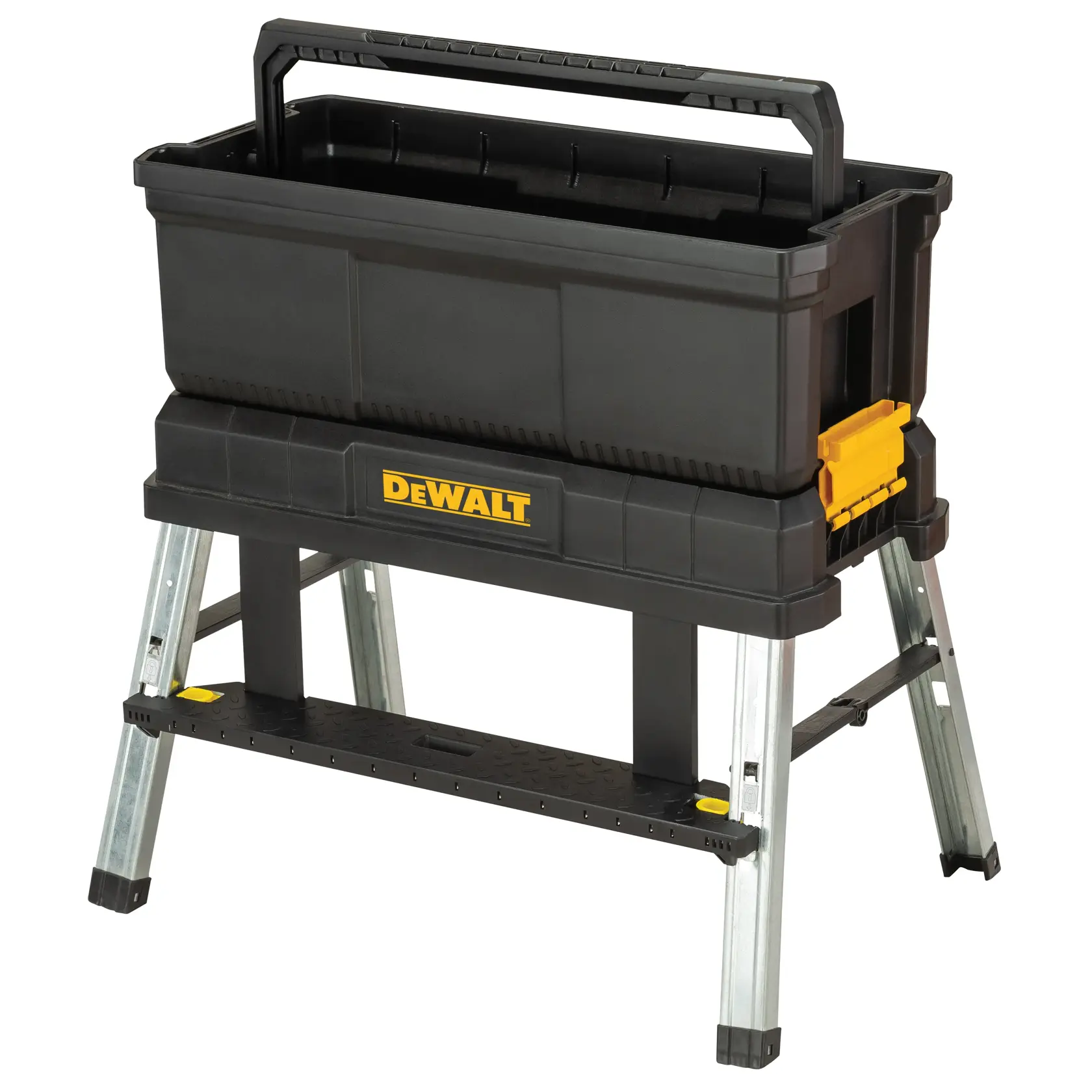 Storage step stool with toolbox.