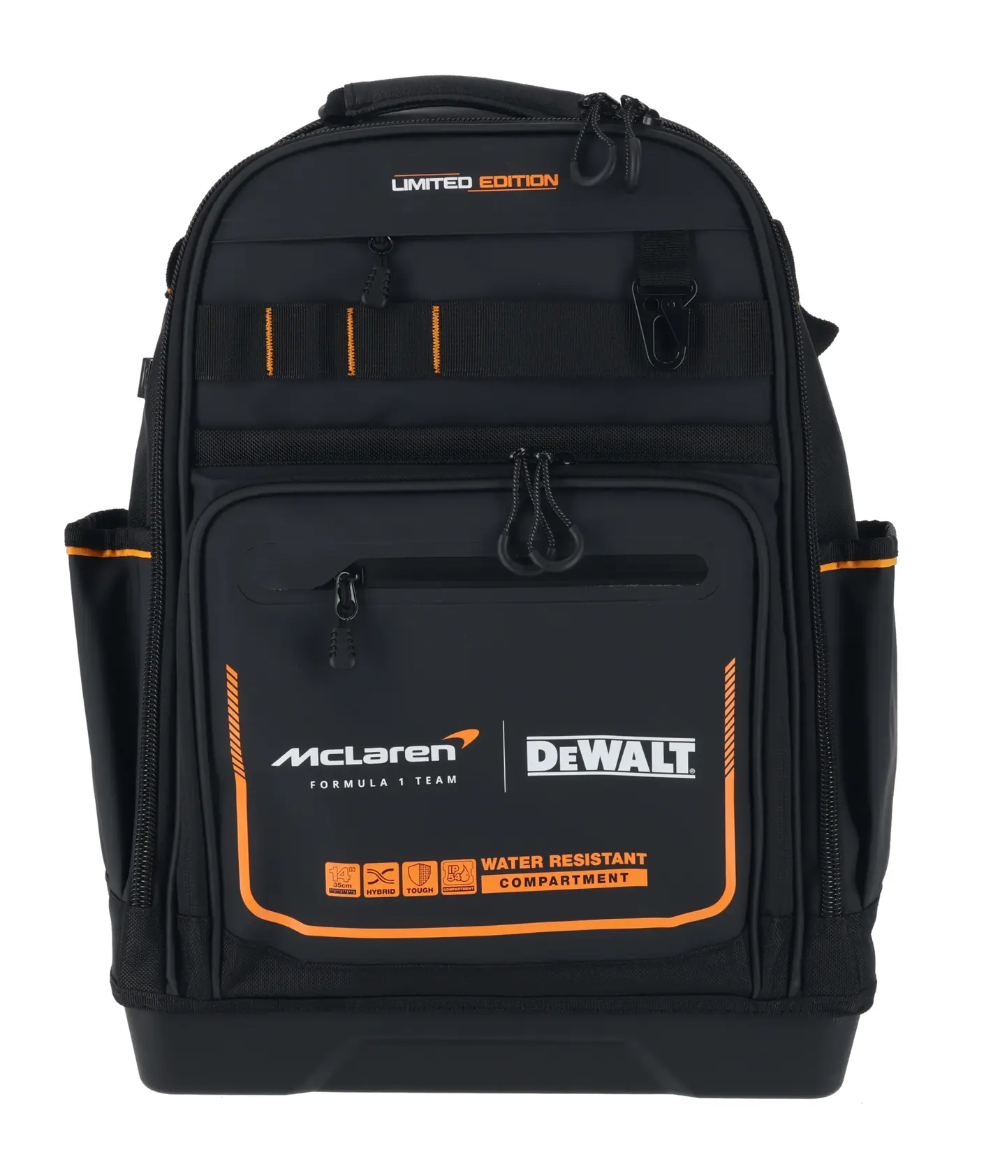 Limited Editon DEWALT/McLaren Backpack rear view of shoulder straps